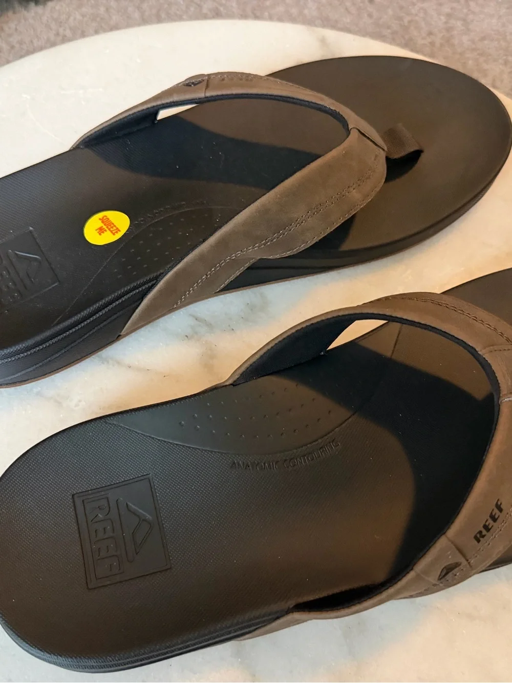 Reef Brown and Black Men's Leather Flip Flops